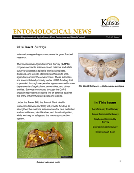 ENTOMOLOGICAL NEWS Kansas Department of Agriculture—Plant Protection and Weed Control Vol