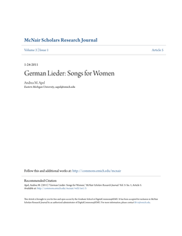 German Lieder: Songs for Women Andrea M