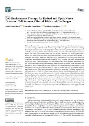 Cell Replacement Therapy for Retinal and Optic Nerve Diseases: Cell Sources, Clinical Trials and Challenges