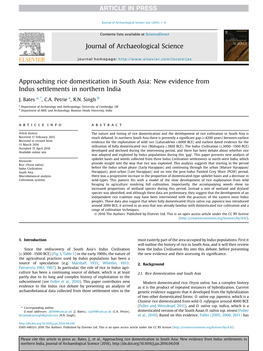 Approaching Rice Domestication in South Asia: New Evidence from Indus Settlements in Northern India