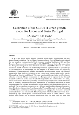 Calibration of the SLEUTH Urban Growth Model for Lisbon and Porto, Portugal