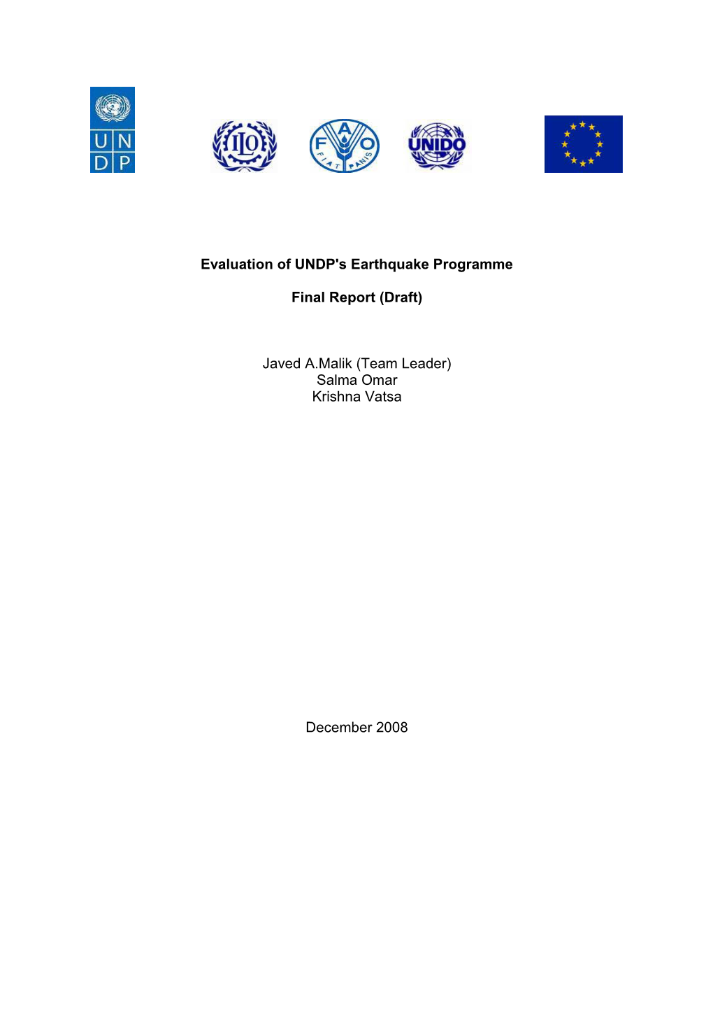 Evaluation of UNDP's Earthquake Programme