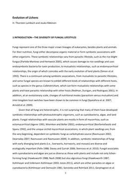 Evolution of Lichens H