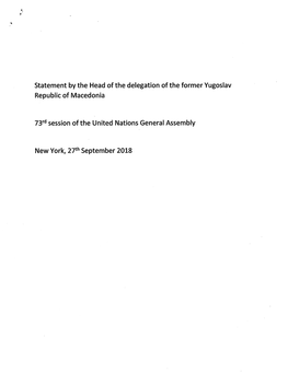 New York, 27*'' September 2018 REPUBLIC of MACEDONIA President