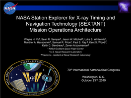 NASA Station Explorer for X-Ray Timing and Navigation Technology (SEXTANT) Mission Operations Architecture