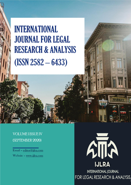 International Journal for Legal Research & Analysis (Issn 2582