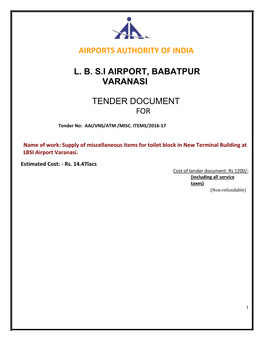 Airports Authority of India L. B. S.I Airport, Babatpur Varanasi Tender Document