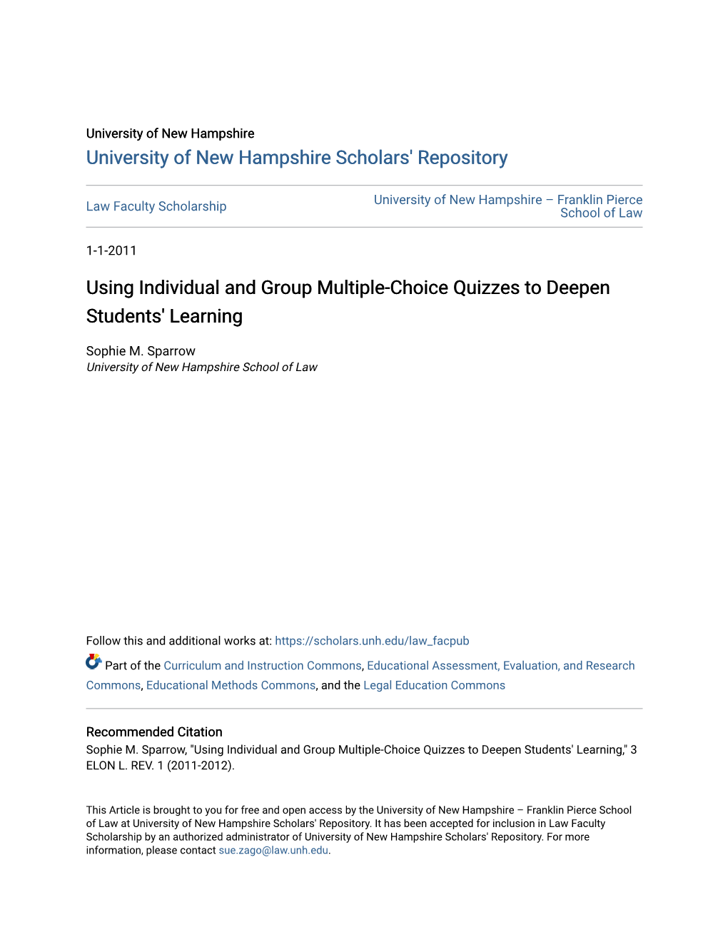 Using Individual and Group Multiple-Choice Quizzes to Deepen Students' Learning