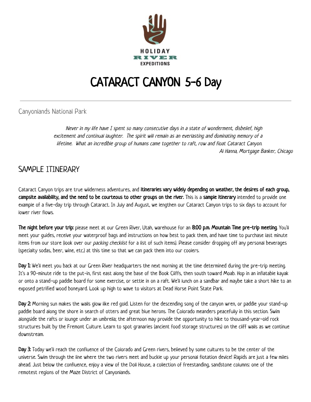 CATARACT CANYON 5-6 Day ​ ​
