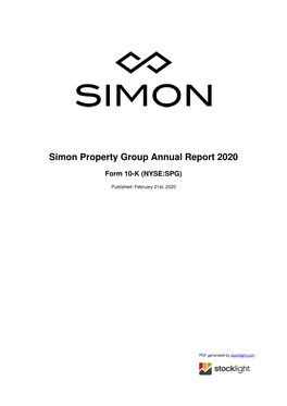 Simon Property Group Annual Report 2020