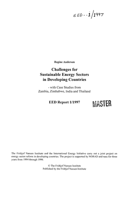 Challenges for Sustainable Energy Sectors in Developing Countries