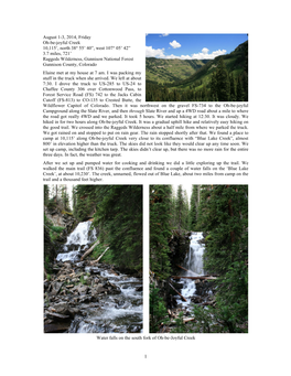 1 August 1-3, 2014, Friday Oh-Be-Joyful Creek 10115', North 38