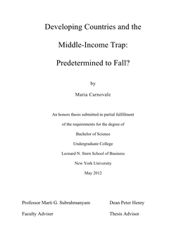 Developing Countries and the Middle-Income Trap