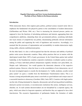 (CEU) Populist Polarization and Party System Institutionalization