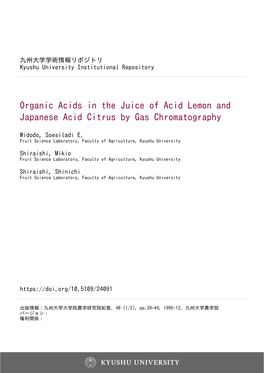 Organic Acids in the Juice of Acid Lemon and Japanese Acid Citrus by Gas Chromatography