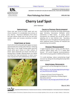 Cherry Leaf Spot John Hartman