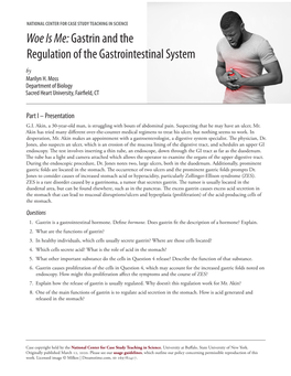 Woe Is Me: Gastrin and the Regulation of the Gastrointestinal System by Marilyn H
