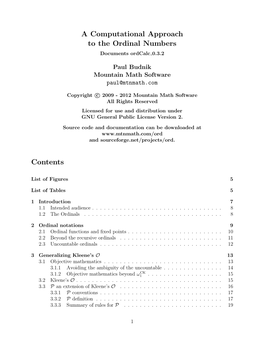 A Computational Approach to the Ordinal Numbers Documents Ordcalc 0.3.2