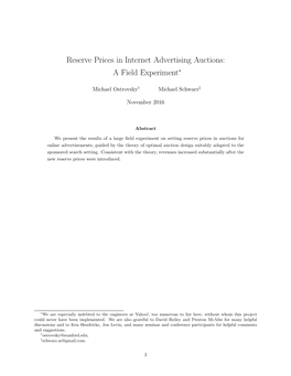 Reserve Prices in Internet Advertising Auctions: a Field Experiment∗