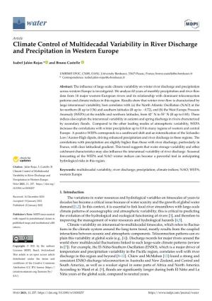 Climate Control of Multidecadal Variability in River Discharge and Precipitation in Western Europe