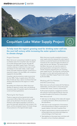Coquitlam Lake Water Supply Project Fact Sheet