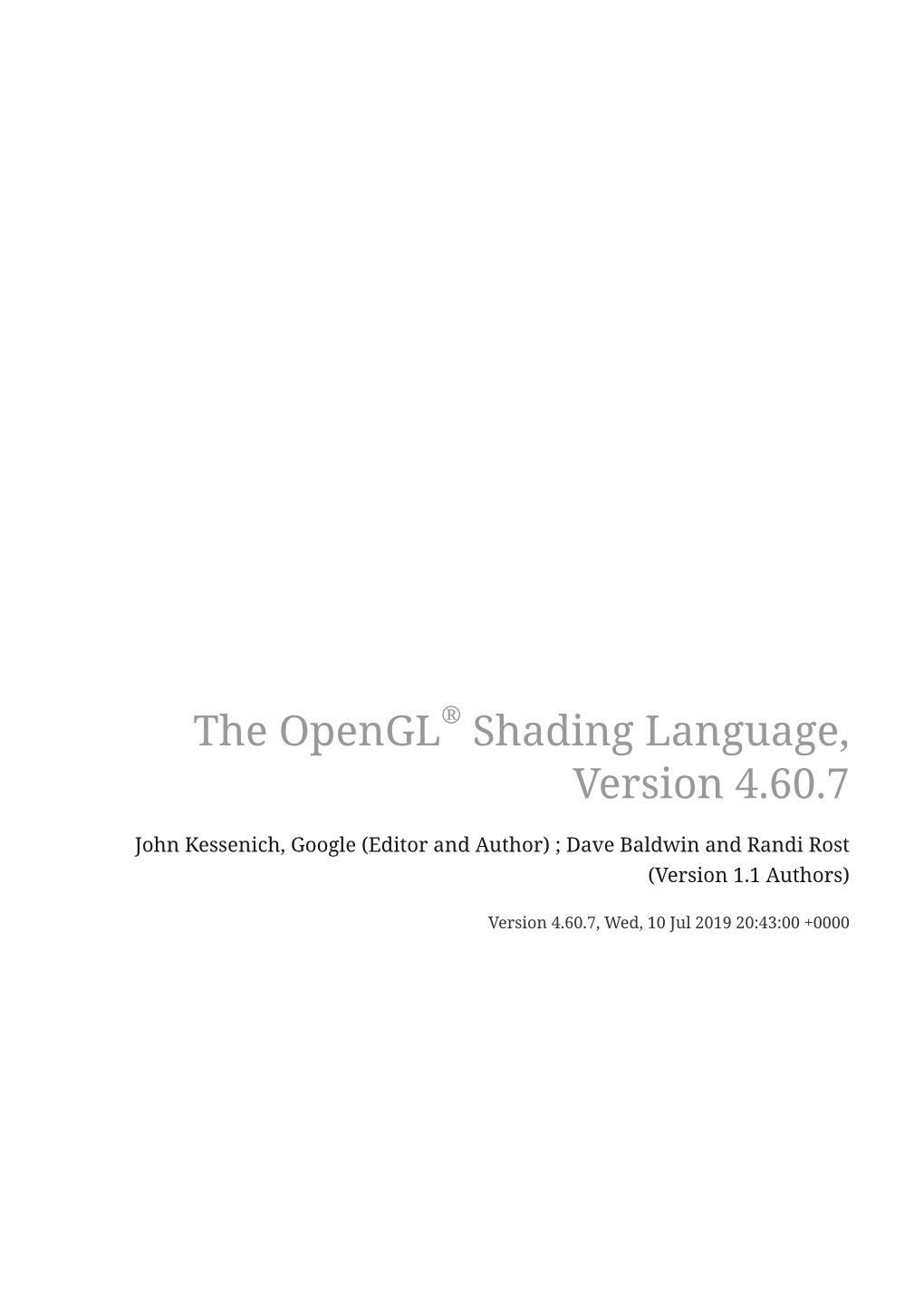 The Opengl® Shading Language, Version 4.60.7