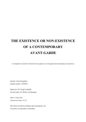 The Existence Or Non-Existence of a Contemporary Avant-Garde