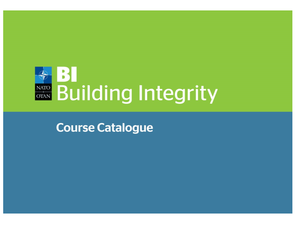 NATO Building Integrity Course Catalogue