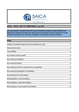 SAICA - INITIAL TEST of COMPETENCE: June 2018