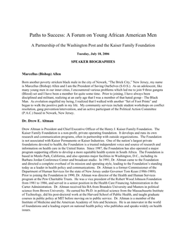 A Forum on Young African American Men