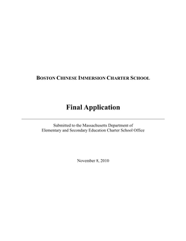Boston Chinese Immersion Charter School Final Application
