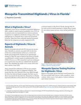 Mosquito-Transmitted Highlands J Virus in Florida1 C