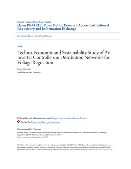 Techno-Economic and Sustainability Study of PV Inverter Controllers in Distribution Networks for Voltage Regulation Kapil Duwadi South Dakota State University