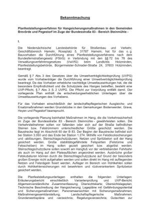 Bekanntmachung Auslegung Samtgemeinde Bodenwerder-Polle