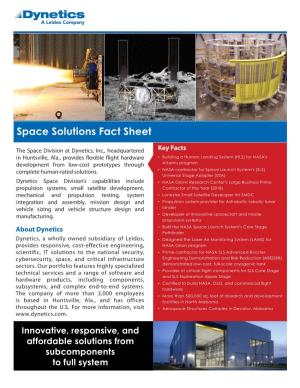 Space Solutions Fact Sheet