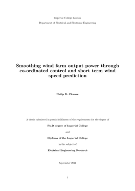 Smoothing Wind Farm Output Power Through Co-Ordinated Control and Short Term Wind Speed Prediction