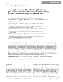 Assessing the Impact of Different Landscape Features on Post-Fire Forest Recovery with Multitemporal Remote Sensing Data: the Case of Mount Taygetos (Southern Greece)