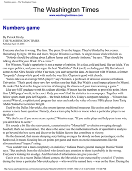 Numbers Game -- the Washington Times the Washington Times