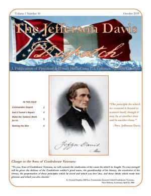 A Publication of President Jefferson Davis Camp 175, Colorado Springs, Colorado