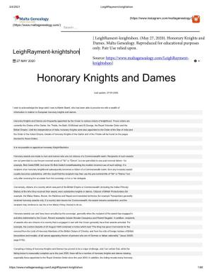Honorary Knights and Dames