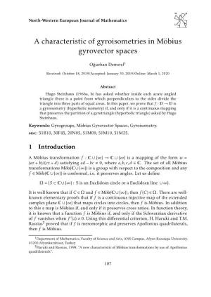 A Characteristic of Gyroisometries in Möbius Gyrovector Spaces