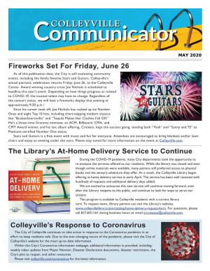 Fireworks Set for Friday, June 26 the Library's At-Home Delivery Service