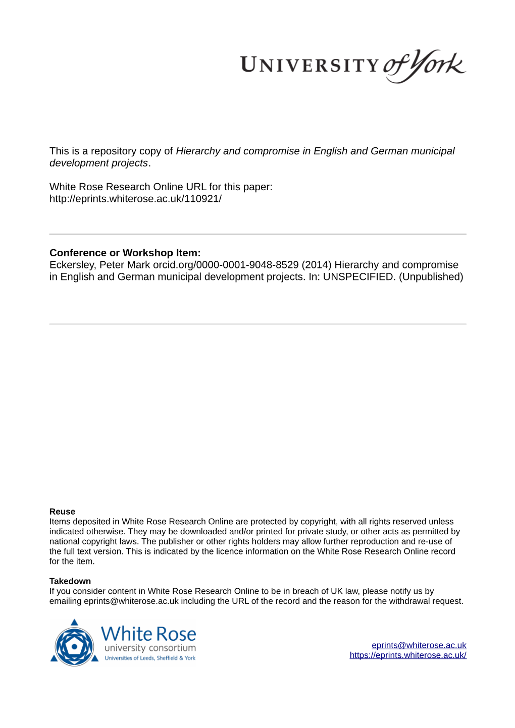 Hierarchy and Compromise in English and German Municipal Development Projects