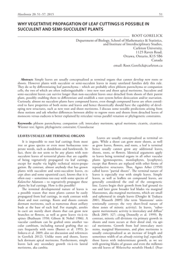 Why Vegetative Propagation of Leaf Cuttings Is Possible in Succulent And