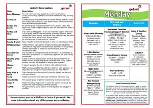 Activity Information Name Description Baby Massage for Main Carer and Baby, (Aged Between 12 and 20 Weeks)