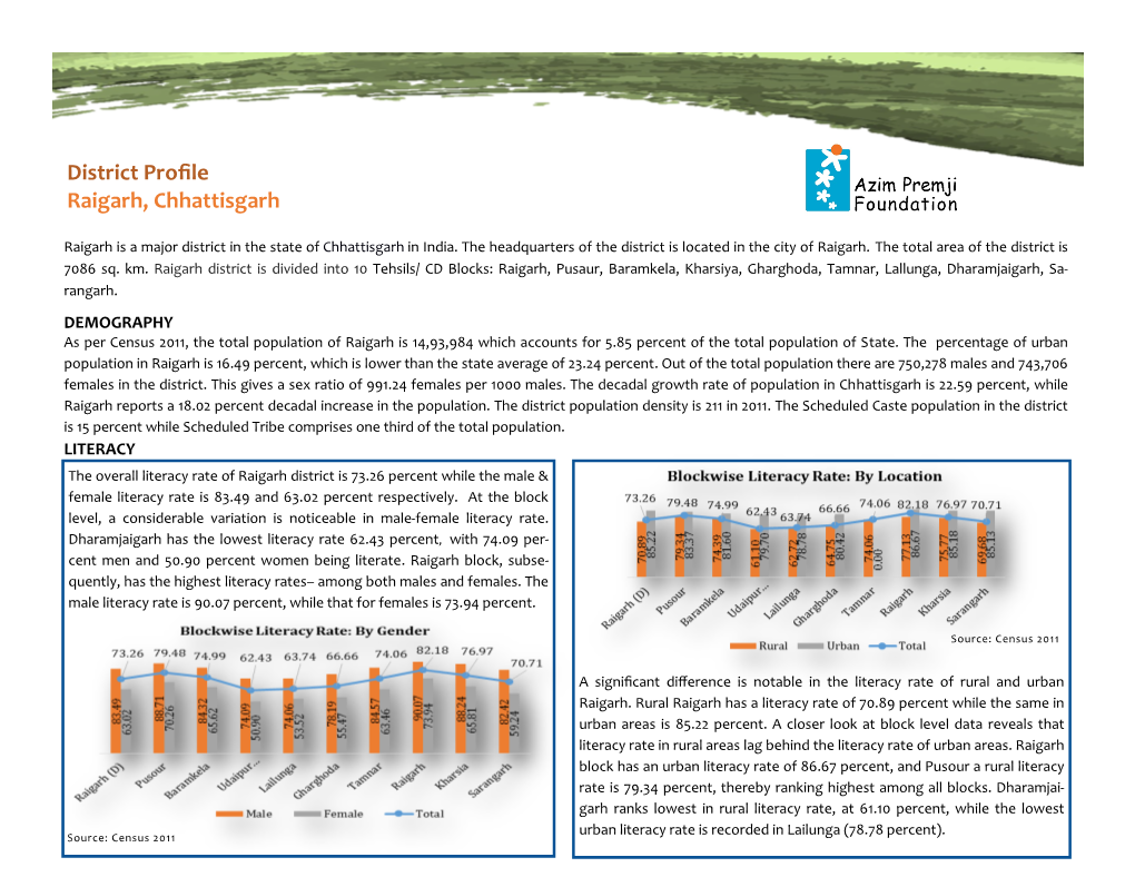 District Profile Raigarh, Chhattisgarh