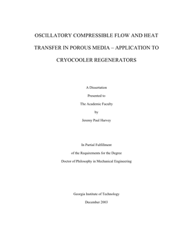 Oscillatory Compressible Flow and Heat Transfer in Porous Media