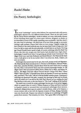 On Poetry Anthologies