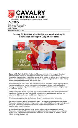 Cavalry FC Partners with the Spruce Meadows Leg up Foundation to Support Lucy Tries Sports