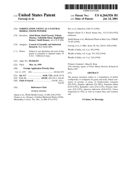 (12) United States Patent (10) Patent No.: US 6,264,926 B1 Farooqi Et Al